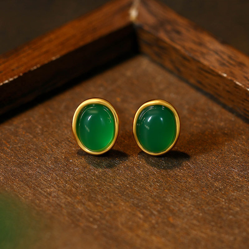 Jewelry Making With Stones - Boucles d'oreilles en Jade naturel vert,