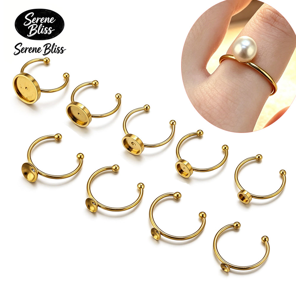 Ring Blank Adjustable - 10 pièces de supports de cabochon