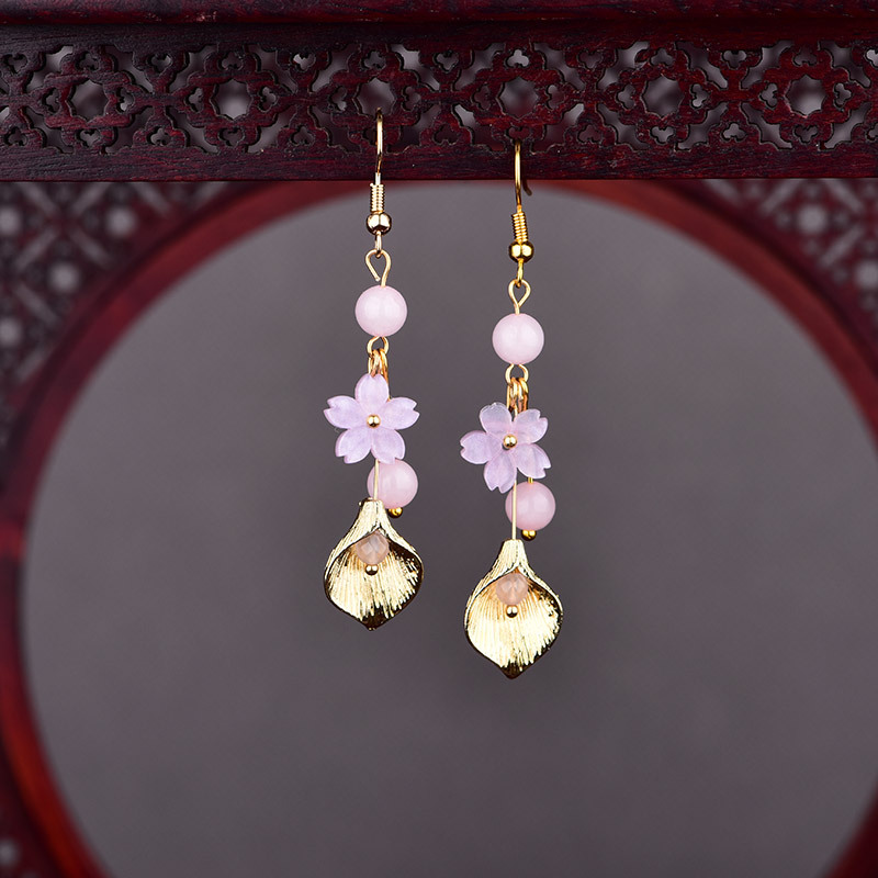 Jewelry Making With Stones - Boucles d'oreilles fleur de Jade naturel